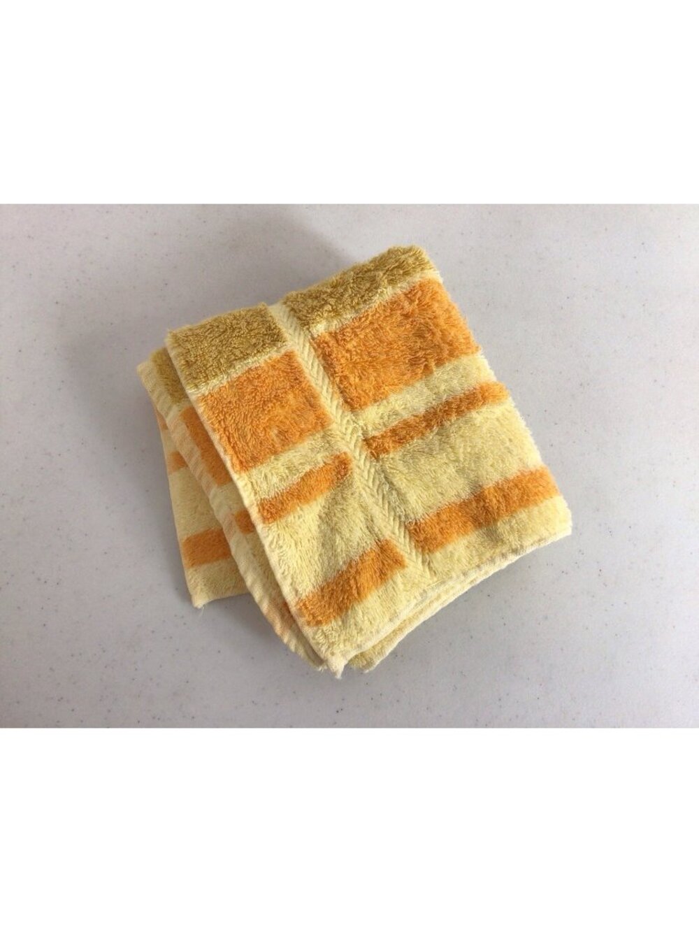 Vintage Mid Century Yellow Retro Stripes Hand Towel